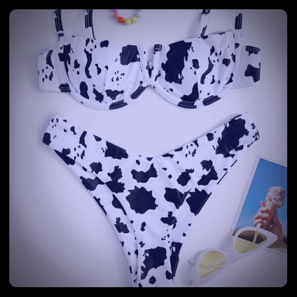 Shein cow print bathing suit